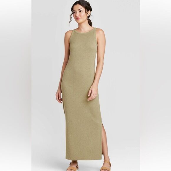A New Day | Olive/sage green ribbed tank top maxi dress | Small - Picture 1 of 5